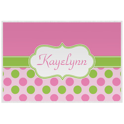 Pink & Green Dots Laminated Placemat w/ Name or Text