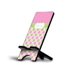 Pink & Green Dots Cell Phone Stand (Large) (Personalized)