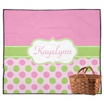 Pink & Green Dots Outdoor Picnic Blanket (Personalized)