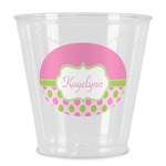 Pink & Green Dots Plastic Shot Glass (Personalized)