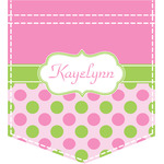 Pink & Green Dots Iron On Faux Pocket (Personalized)
