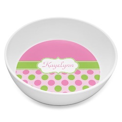 Pink & Green Dots Melamine Bowl - 8 oz (Personalized)