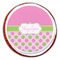 Pink & Green Dots Printed Icing Circle - Large - On Cookie