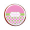 Pink & Green Dots Printed Icing Circle - Small - On Cookie