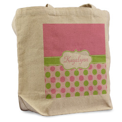 Pink & Green Dots Reusable Cotton Grocery Bag (Personalized)