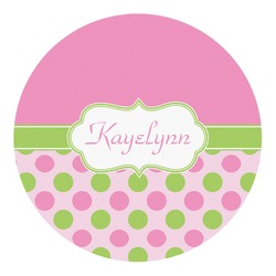 Pink & Green Dots Round Decal (Personalized)
