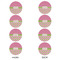 Pink & Green Dots Round Linen Placemats - APPROVAL Set of 4 (double sided)