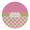 Pink & Green Dots Round Linen Placemats - FRONT (Double Sided)