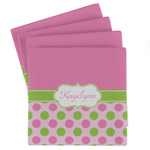 Pink & Green Dots Absorbent Stone Coasters - Set of 4 (Personalized)