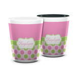 Pink & Green Dots Ceramic Shot Glass - 1.5 oz (Personalized)