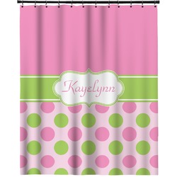 Pink & Green Dots Extra Long Shower Curtain - 70"x84" (Personalized)