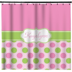 Pink & Green Dots Shower Curtain - 71" x 74" (Personalized)