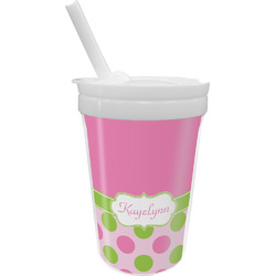 Pink & Green Dots Sippy Cup with Straw (Personalized)