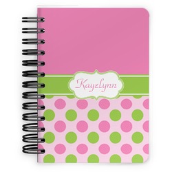Pink & Green Dots Spiral Notebook - 5x7 w/ Name or Text