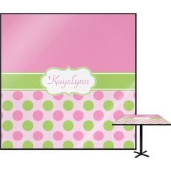 Pink & Green Dots Square Table Top - 24" (Personalized)