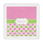 Pink & Green Dots Decorative Paper Napkins (Personalized)