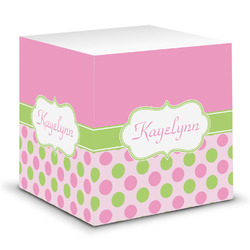 Pink & Green Dots Sticky Note Cube (Personalized)