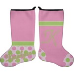 Pink & Green Dots Holiday Stocking - Double-Sided - Neoprene (Personalized)