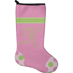 Pink & Green Dots Holiday Stocking - Single-Sided - Neoprene (Personalized)