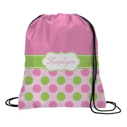 Pink & Green Dots Drawstring Backpack (Personalized)
