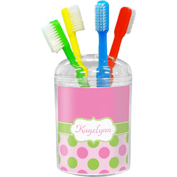 Pink & Green Dots Toothbrush Holder (Personalized)