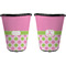 Pink & Green Dots Trash Can Black - Front and Back - Apvl