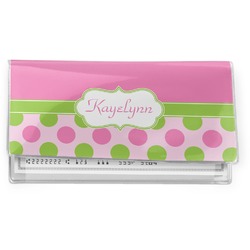 Pink & Green Dots Vinyl Checkbook Cover (Personalized)
