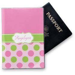 Pink & Green Dots Vinyl Passport Holder (Personalized)