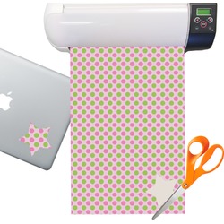 Pink & Green Dots Sticker Vinyl Sheet (Permanent)