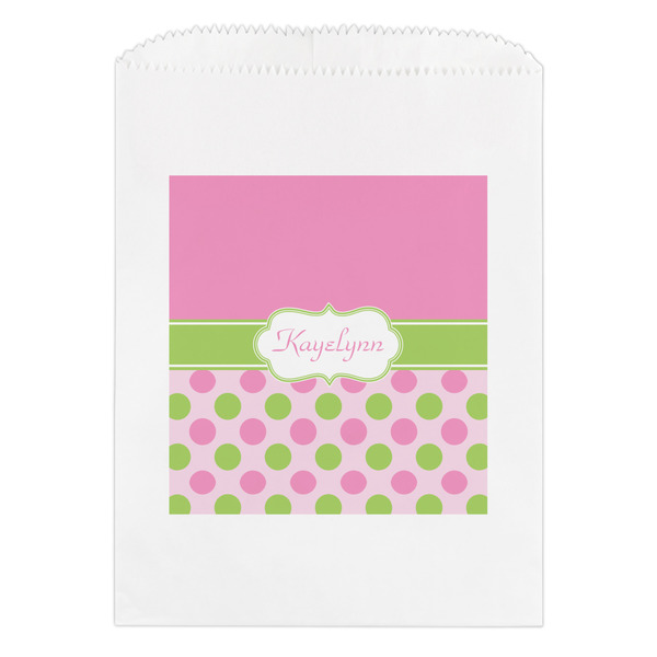 Custom Pink & Green Dots Treat Bag (Personalized)