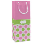 Pink & Green Dots Wine Gift Bags - Matte (Personalized)