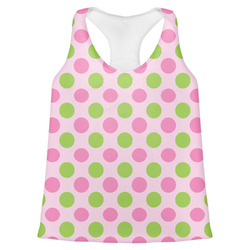 Pink & Green Dots Womens Racerback Tank Top - Medium