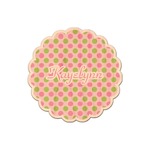 Pink & Green Dots Genuine Maple or Cherry Wood Sticker (Personalized)