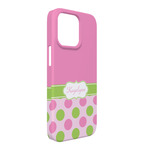 Pink & Green Dots iPhone Case - Plastic - iPhone 13 Pro Max (Personalized)