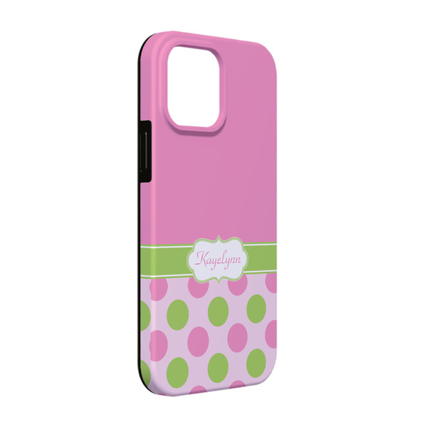 Custom Pink & Green Dots iPhone Case - Rubber Lined - iPhone 13 Pro (Personalized)