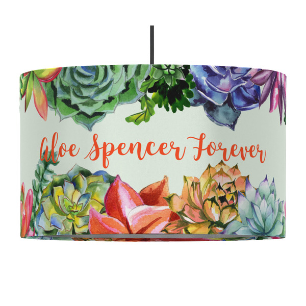 Custom Succulents 12" Drum Pendant Lamp - Fabric (Personalized)