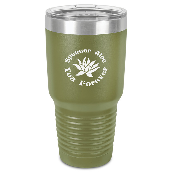 Custom Succulents 30 oz Stainless Steel Tumbler - Olive - Single-Sided (Personalized)