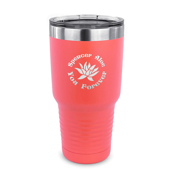 Custom Succulents 30 oz Stainless Steel Tumbler - Coral - Single Sided (Personalized)