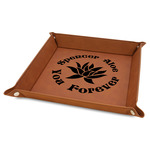 Succulents Faux Leather Dice Tray - 9" x 9" - Rawhide (Personalized)