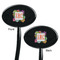 Succulents Black Plastic 7" Stir Stick - Double Sided - Oval - Front & Back