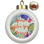 Succulents Ceramic Ball Ornaments - Poinsettia Garland (Personalized)