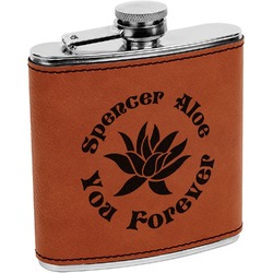 Succulents Leatherette Wrapped Stainless Steel Flask (Personalized)