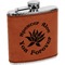 Succulents Cognac Leatherette Wrapped Stainless Steel Flask