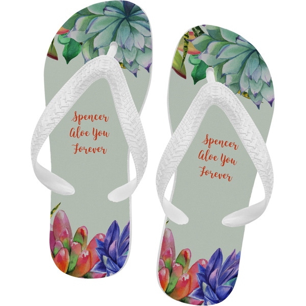 Custom Succulents Flip Flops - Medium (Personalized)