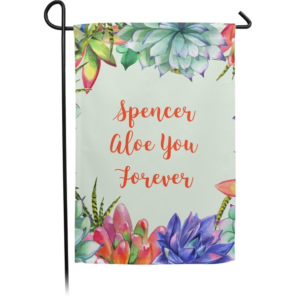 Custom Succulents Small Garden Flag - Double Sided w/ Name or Text