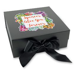 Succulents Gift Box with Magnetic Lid - Black (Personalized)