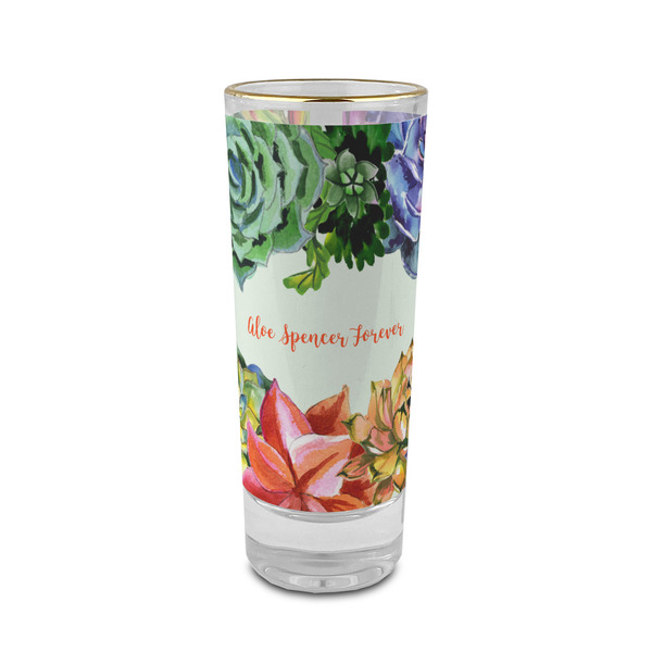 Custom Succulents 2 oz Shot Glass - Glass with Gold Rim (Personalized)