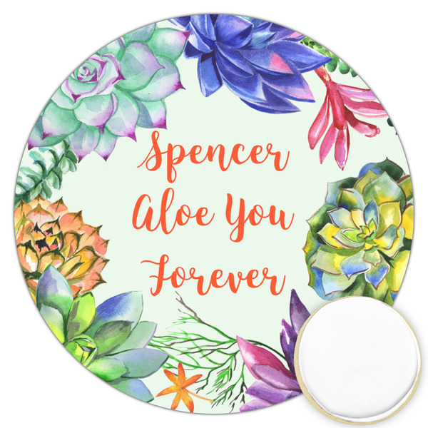 Custom Succulents Printed Cookie Topper - 3.25" (Personalized)