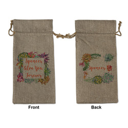 Succulents Large Burlap Gift Bag - Front & Back (Personalized)