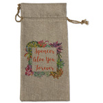 Succulents Large Burlap Gift Bag - Front (Personalized)